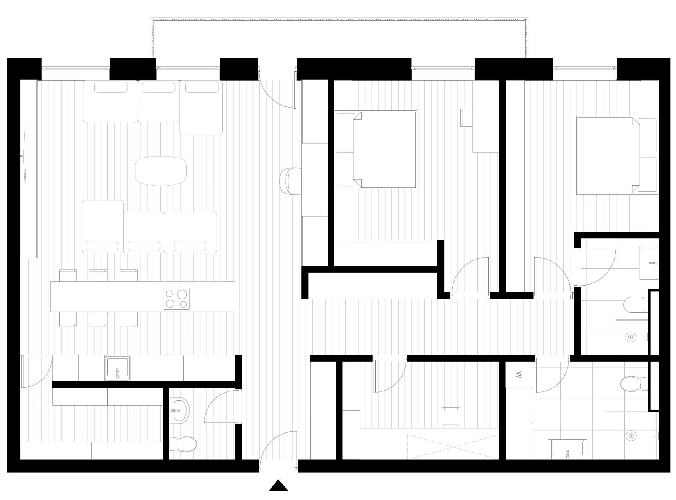 Plan apartament tip 2, 122,26 m²